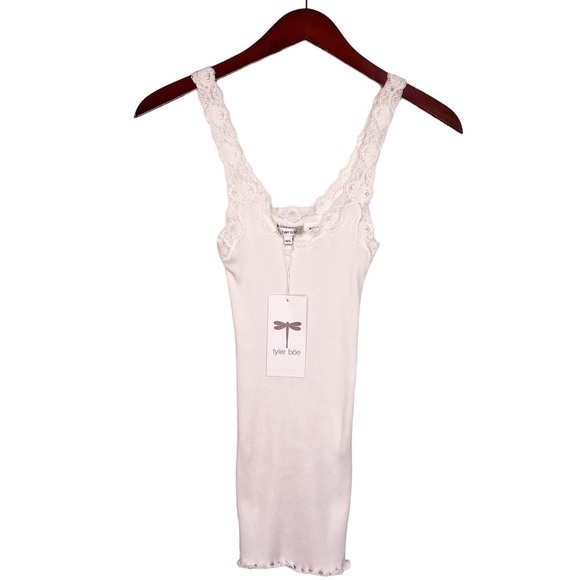 TYLER BOE NWT Veronica Silk and Cotton Lace Camisole Size M / L in White - Picture 1 of 11